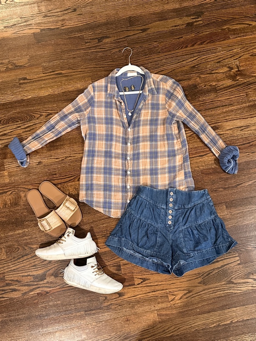 CP Shades Blue and Tan Plaid Button-Down Shirt